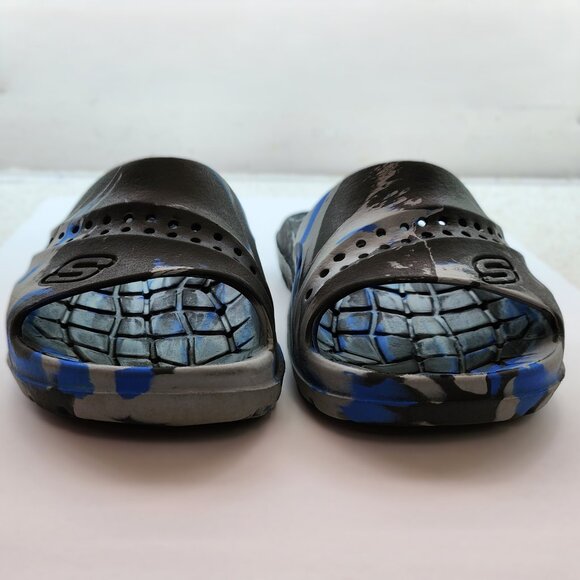 Kids Slip on Shoes/Slide Sandals in Black Grey & Blue - Picture 4 of 6